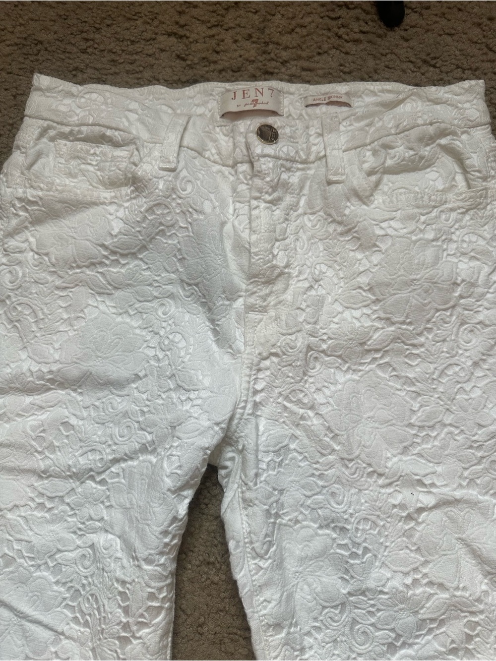 JEN 7 For All Mankind Lace-Textured Women’s Jeans Ankle Skinny Size 8